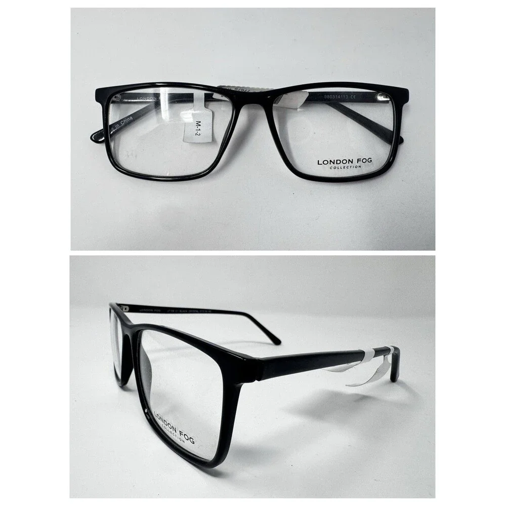 London Fog LF108 Black Crystal Eyeglass Frames New Old Stock 57-16-145